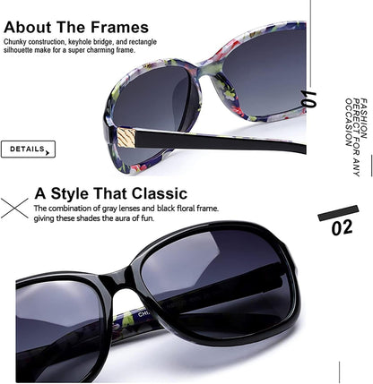 Small Wrap Sunglasses for Women | Lightweight Square Frame with 100% UV400 | Polarized Shade for Womens