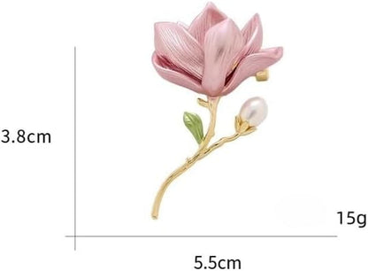 Magnolia Flower Brooch for Women - Elegant Fashion Pin for Jackets, Dresses, Coats & Accessories