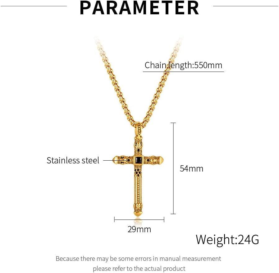 Cross Pendant Necklace for Men Metal Stainless Steel Mens Cross Pendant Necklace for Men