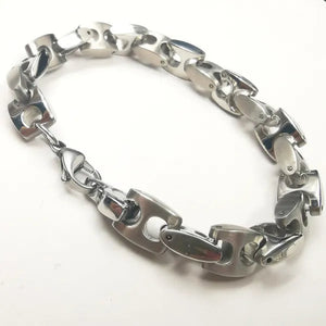Men'S Bangle 316L Stainless Steel Silver Solid Large Chunky Curb Cuban Link Chain Bracelet Gifts for Men Boys 9Mm 8.5 Inch Heavy