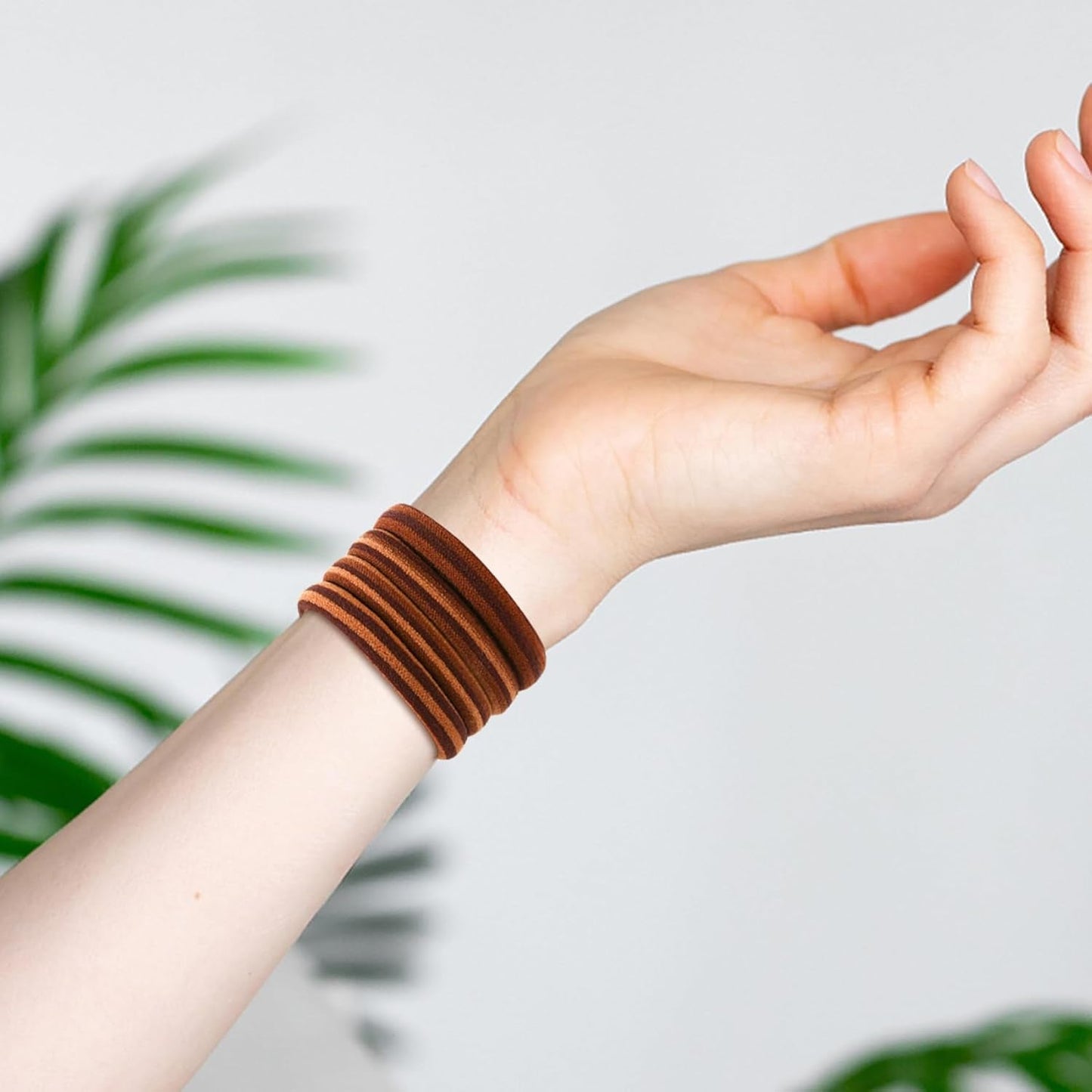 50PCS Thick Hair Ties, Cotton Hair Bands for Thick Curly Heavy Hair, Brown, 2 Inch in Diameter, No Damage, Seamless, Two Color MIXTURE, Lasting Fashion