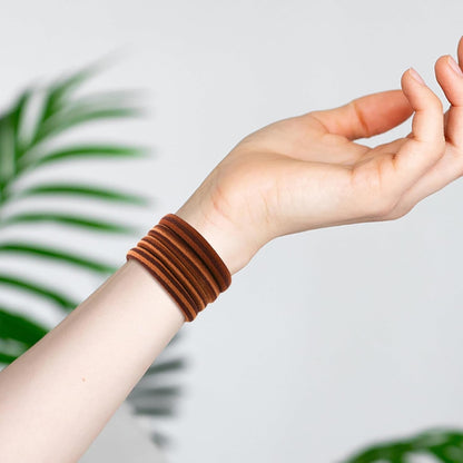 50PCS Thick Hair Ties, Cotton Hair Bands for Thick Curly Heavy Hair, Brown, 2 Inch in Diameter, No Damage, Seamless, Two Color MIXTURE, Lasting Fashion
