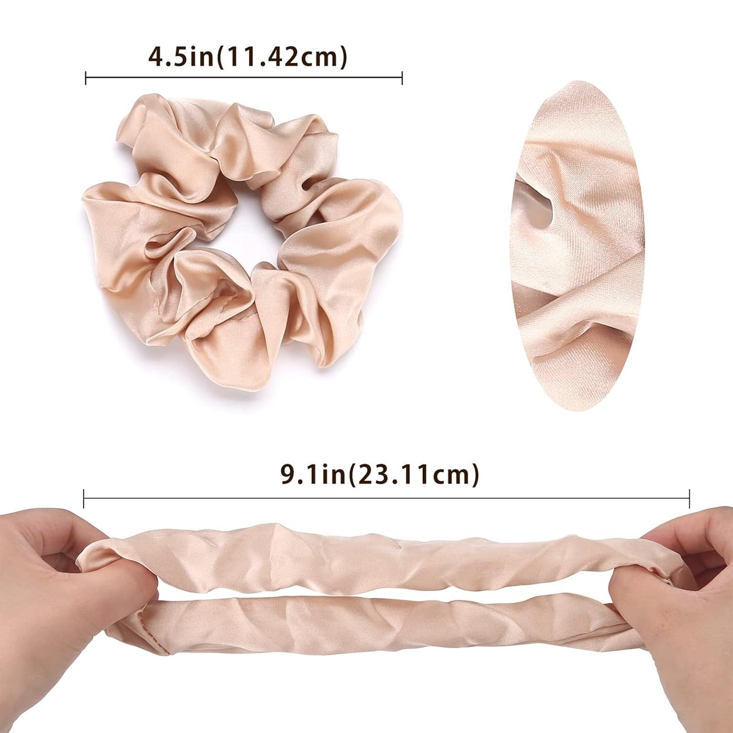 Scrunchies for Women, Satin Hair Softer than Silk Ties Sleep, Big Scrunchy Ponytail Holder with Elastic Bands Girls Thick Thin Curly -6 Pack, Style A