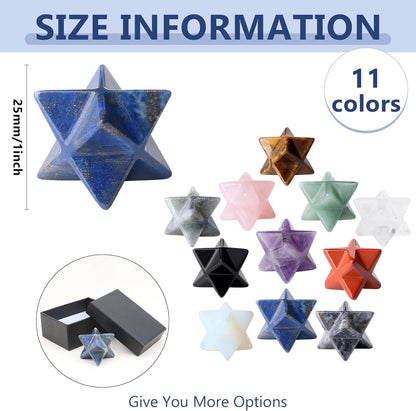 Lapis Lazuli Merkaba Crystal Natural Healing Stones Sacred Meditation Energy Generator 1" Reiki 3D Star Dodecahedron Crystal Grid Home Decor Protection Cleansing Spiritual Gifts