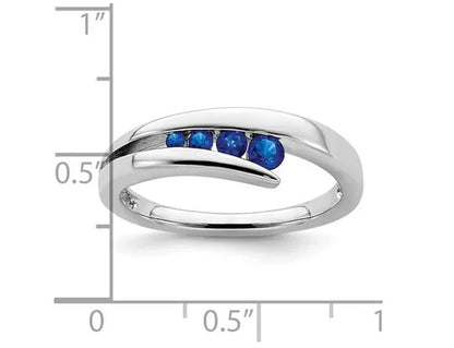 1/5 Carat (ctw) Natural Blue Sapphire Ring Band in 14K White Gold