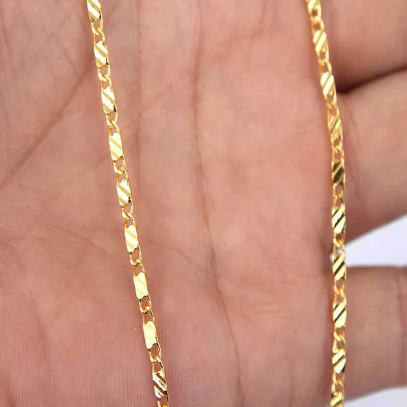New Fashion Luxury Exquisite Men and Women Fashion Solid  Chain Necklace 2mm Wide and Thin Necklace Bridal Wedding Engagement High Jewelry Size: 16-30 Inches