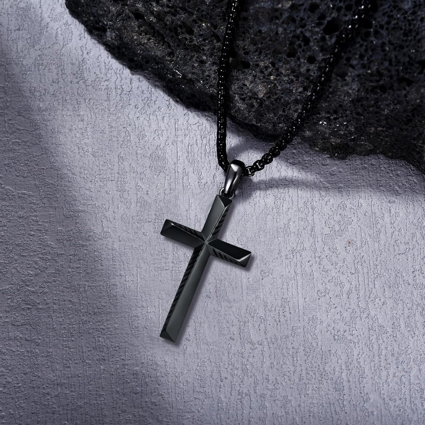 Black Cross Necklace for Men 925 Sterling Silver Cross Pendant Necklace Cross Jewelry Gifts for Men Women