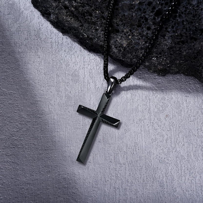 Black Cross Necklace for Men 925 Sterling Silver Cross Pendant Necklace Cross Jewelry Gifts for Men Women