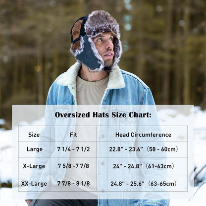 Large XL Trapper Trooper Hunting Warm Ear Flap Russian Ushanka Winter Ski Cold Weather Bomber Hats for Men