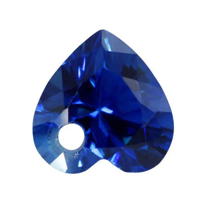 5A Blue Heart Shape Cubic Zirconia with Singlehole Loose CZ Brilliant Cut Loose CZ Stone Synthetic Gems Beads for Jewelry 5X5-10X10Mm