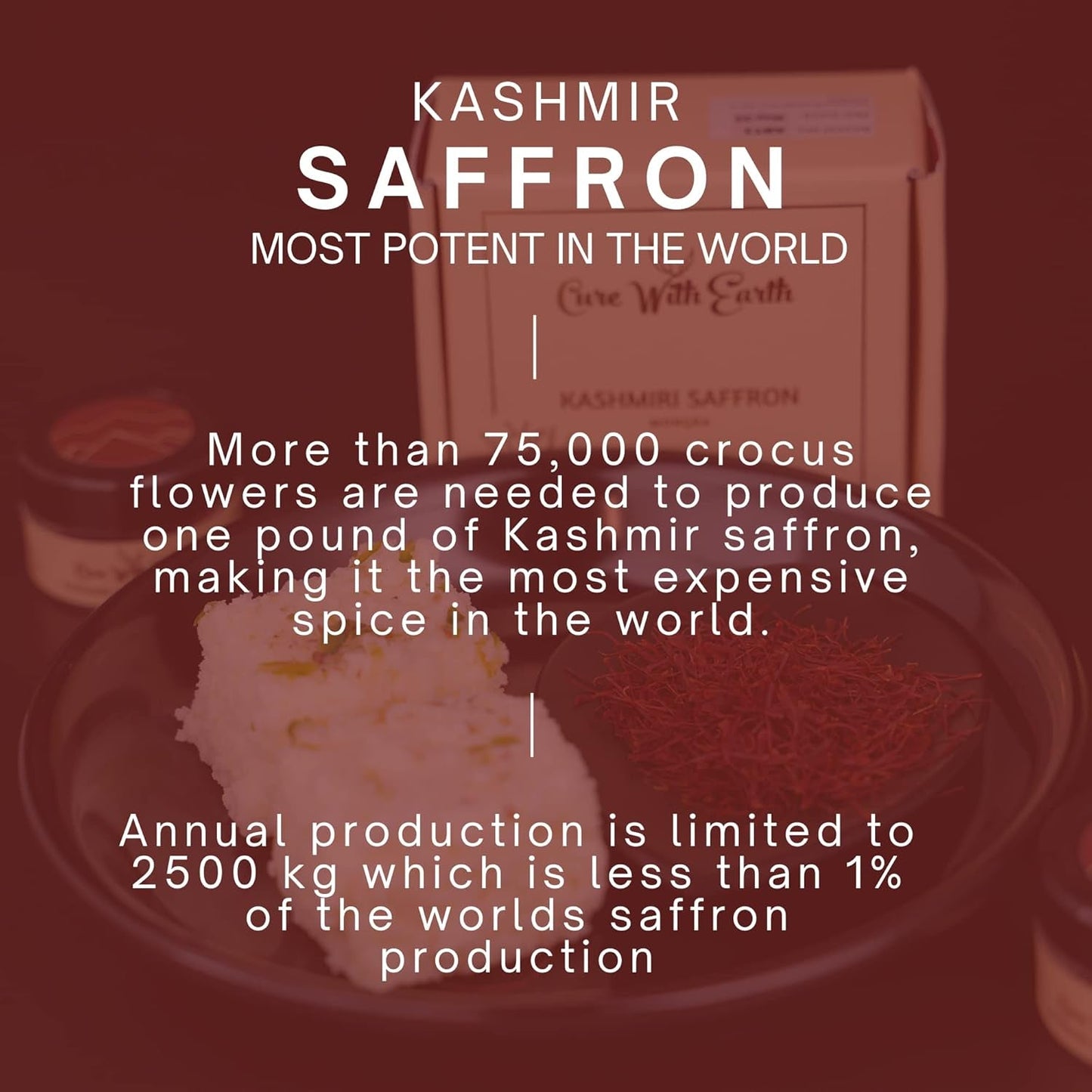 CWE Pure Natural Kashmir Saffron Threads/Kesar 1G | from the Finest Farmlands of Pampore, J&K, India | Tested and Certified as Grade A