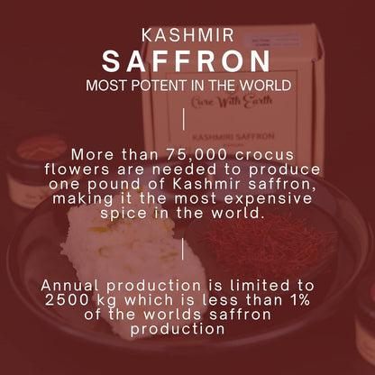 CWE Pure Natural Kashmir Saffron Threads/Kesar 1G | from the Finest Farmlands of Pampore, J&K, India | Tested and Certified as Grade A