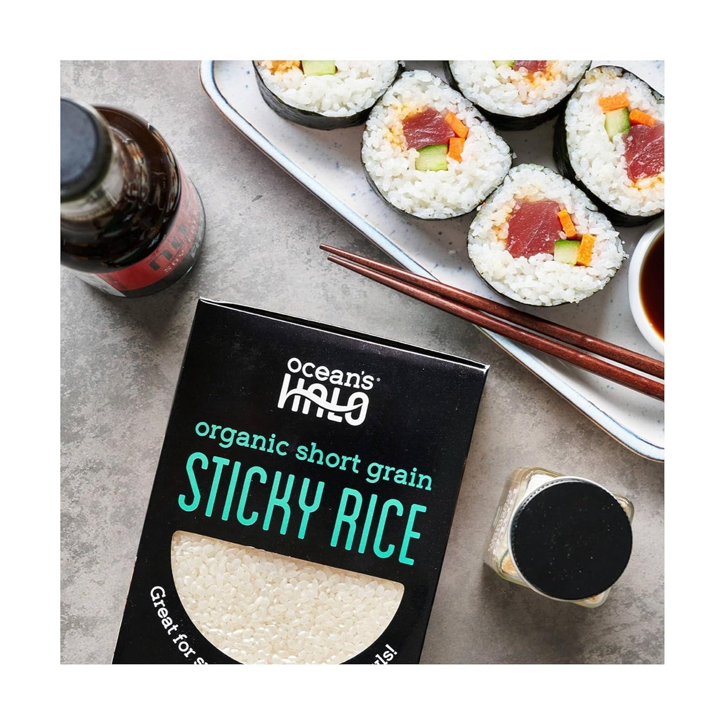 OCEANS HALO Organic Short Grain Sticky Rice, 32 OZ - WORLD TIME VISITS