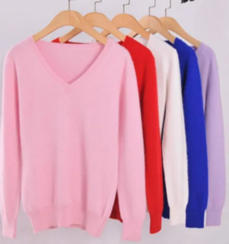 Plus Size S-XXXL Women Wool Pure Cashmere Sweater Pull Femme Long Sleeve Women Knitting Sweaters Pullovers 18 Colors