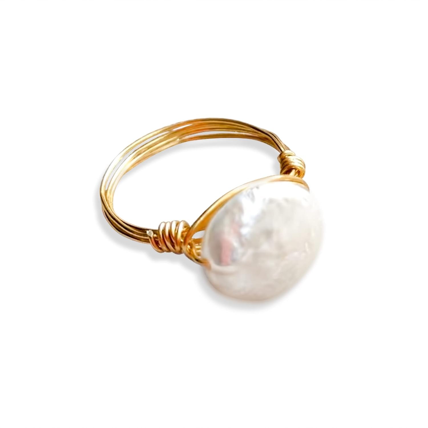 Pearl Ring Freshwater Coin (Gold-Filled, 7) - WORLD TIME VISITS