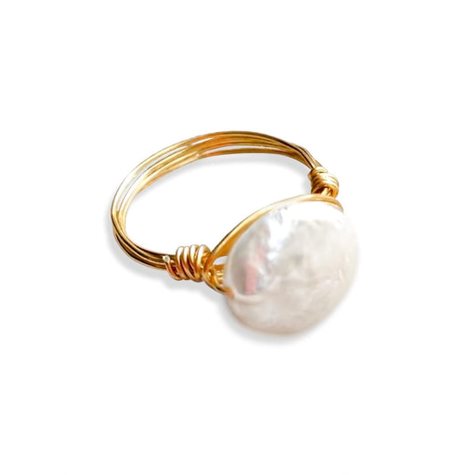 Pearl Ring Freshwater Coin (Gold-Filled, 7) - WORLD TIME VISITS