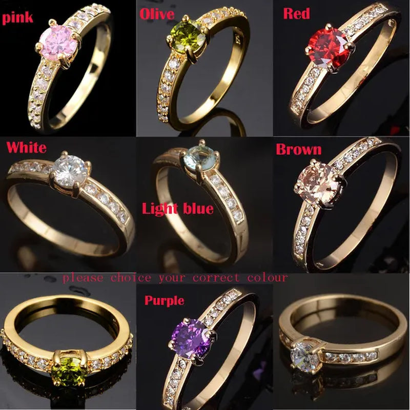 Woman's Round Cut Blue Aquamarine Golden Wedding Ring Wedding Ceremony Party Fancy Shaped Women Rings with Shiny CZ Daily Wear Fashion Jewelry