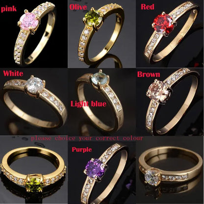 Woman's Round Cut Blue Aquamarine Golden Wedding Ring Wedding Ceremony Party Fancy Shaped Women Rings with Shiny CZ Daily Wear Fashion Jewelry
