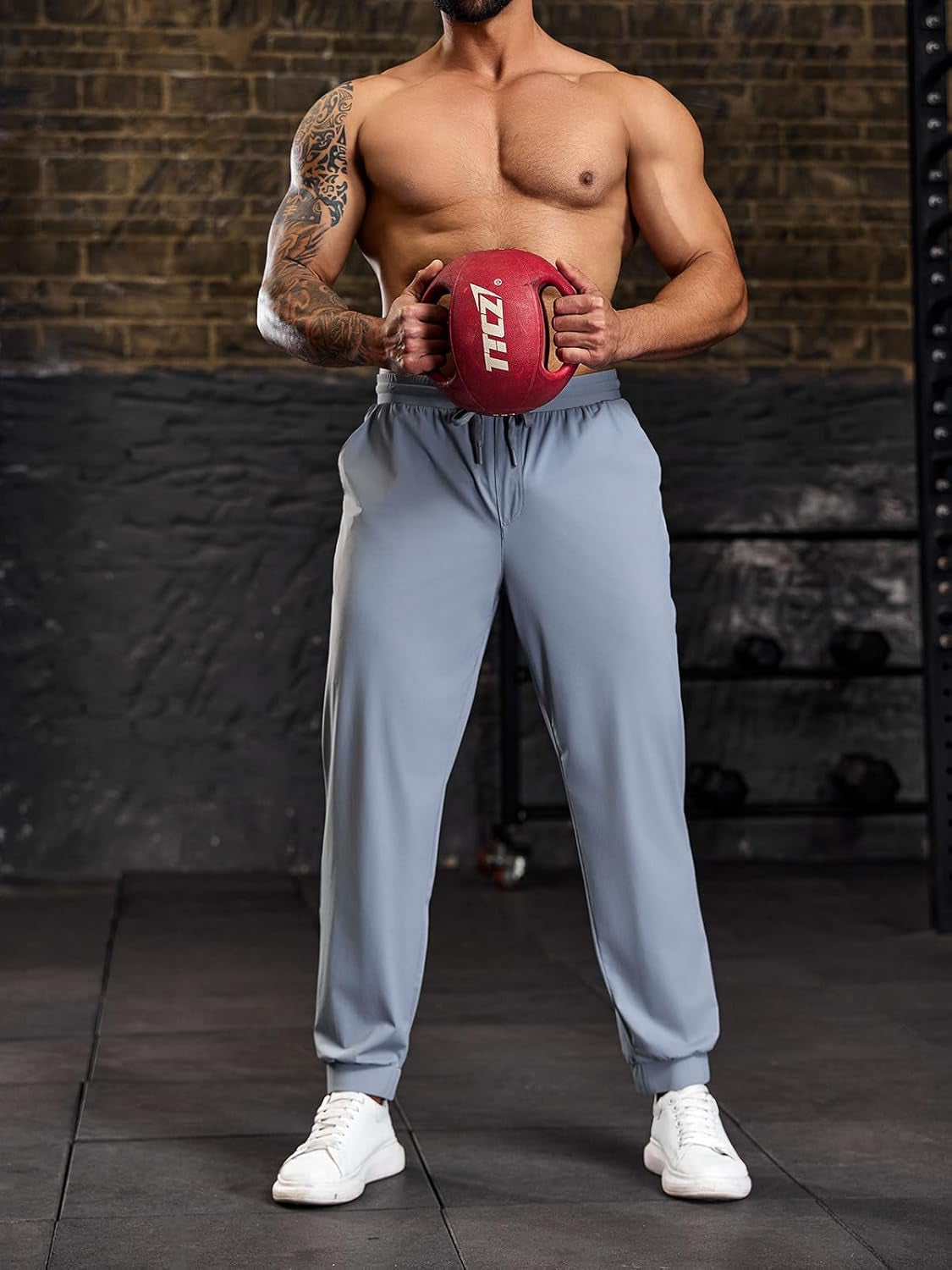 Mens Jogger Pants Workout Athletic Casual Drawstring Elastic Waist Lightweight Sport Running Sweatpants Grey, Xx-Large