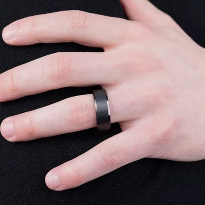 Men'S 8Mm Black Tungsten Band with Satin Finish