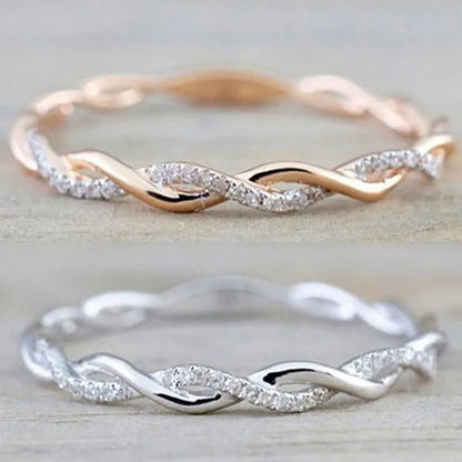 Diamond Ring Engagement Ring  Diamond Anniversary Twined Vine Simple Infinity Eternity Ring Bridal Women Promise Ring Anniversary Gold Wedding Bands Size 4-10