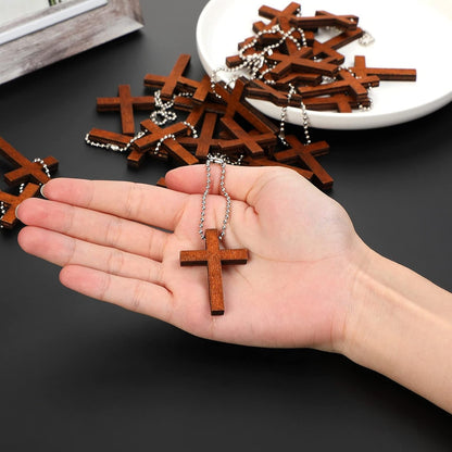 Christmas Christian Wooden Cross Charm Mini Wood Cross Stress Relief Hanging Spiritual Religious Bible Verse Gift for Social Worker Church Volunteer Prayer