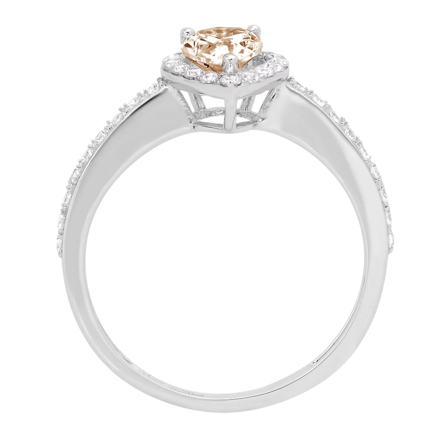 0.8Ct Pear Cut Champagne Simulated Diamond 14K White Gold Anniversary Engagement Halo Ring Size 9.5