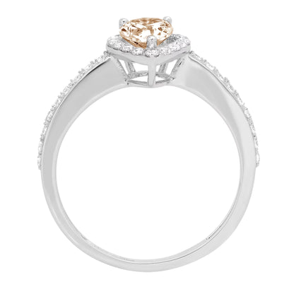 0.8Ct Pear Cut Champagne Simulated Diamond 14K White Gold Anniversary Engagement Halo Ring Size 9.5