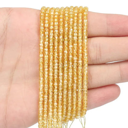 Multicolored 3X2Mm Shiny Faceted Natural Cubic Zirconia Stone Beads Abacus Tiny Beads Loose Spacer Beads for Jewelry Making DIY Slim Bracelet Women