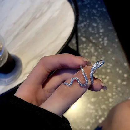 Fashion Exquisite Sterling Flash Diamond Micro Set Women'S Snake Diamond Ring Bride Princess Engagement Ring Jewelry - WORLD TIME VISITS