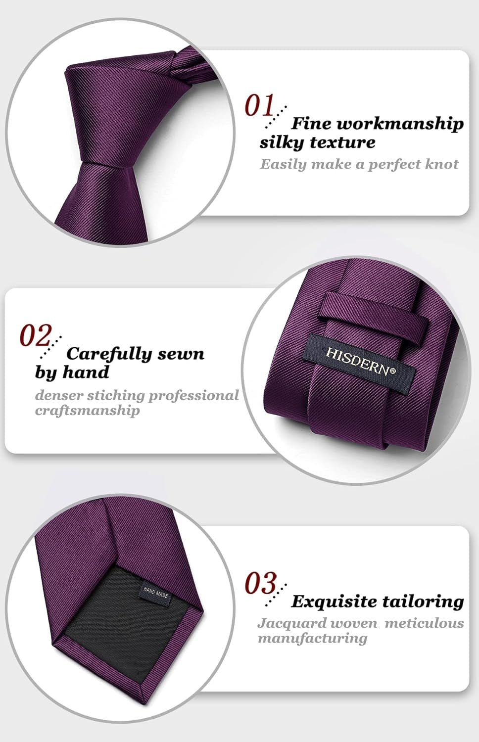 Mens Ties Solid Color Ties for Men Formal Necktie with Pocket Square Set Satin Silk Neck Tie Handkerchiefs Set