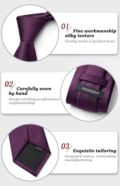 Mens Ties Solid Color Ties for Men Formal Necktie with Pocket Square Set Satin Silk Neck Tie Handkerchiefs Set