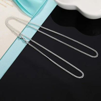 Fashion 2mm Side Chain 925 Silver Necklace for Women Man Wedding Charm Jewelry