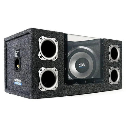 SA-PGCE10LED - Dual 10 Inch 1000 Watt Car Audio Subwoofer Box with LED Lights & Plexiglass Window