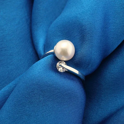 High Quality 925 Sterling Silver 8-9Mm White Freshwater Cultured Pearl Ring for Women Fine Jewelry FEIGE