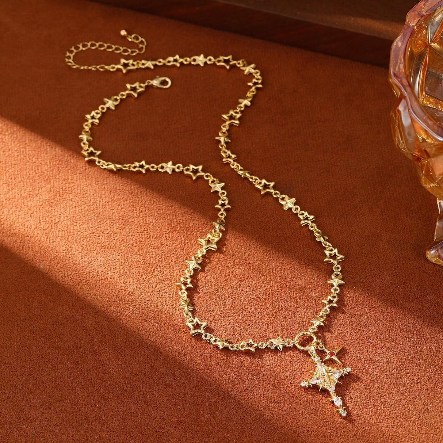 Elegant Gold-Tone Cross Necklace for Women - Lightweight Religious Jewelry with a Classic Touch - Adjustable 66Cm Chain