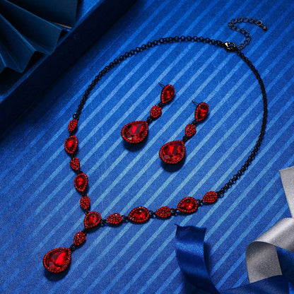 Women'S Cubic Zirconia Teardrop Y-Necklaces Dangle Earrings Jewelry Sets for Brides Bridesmaids