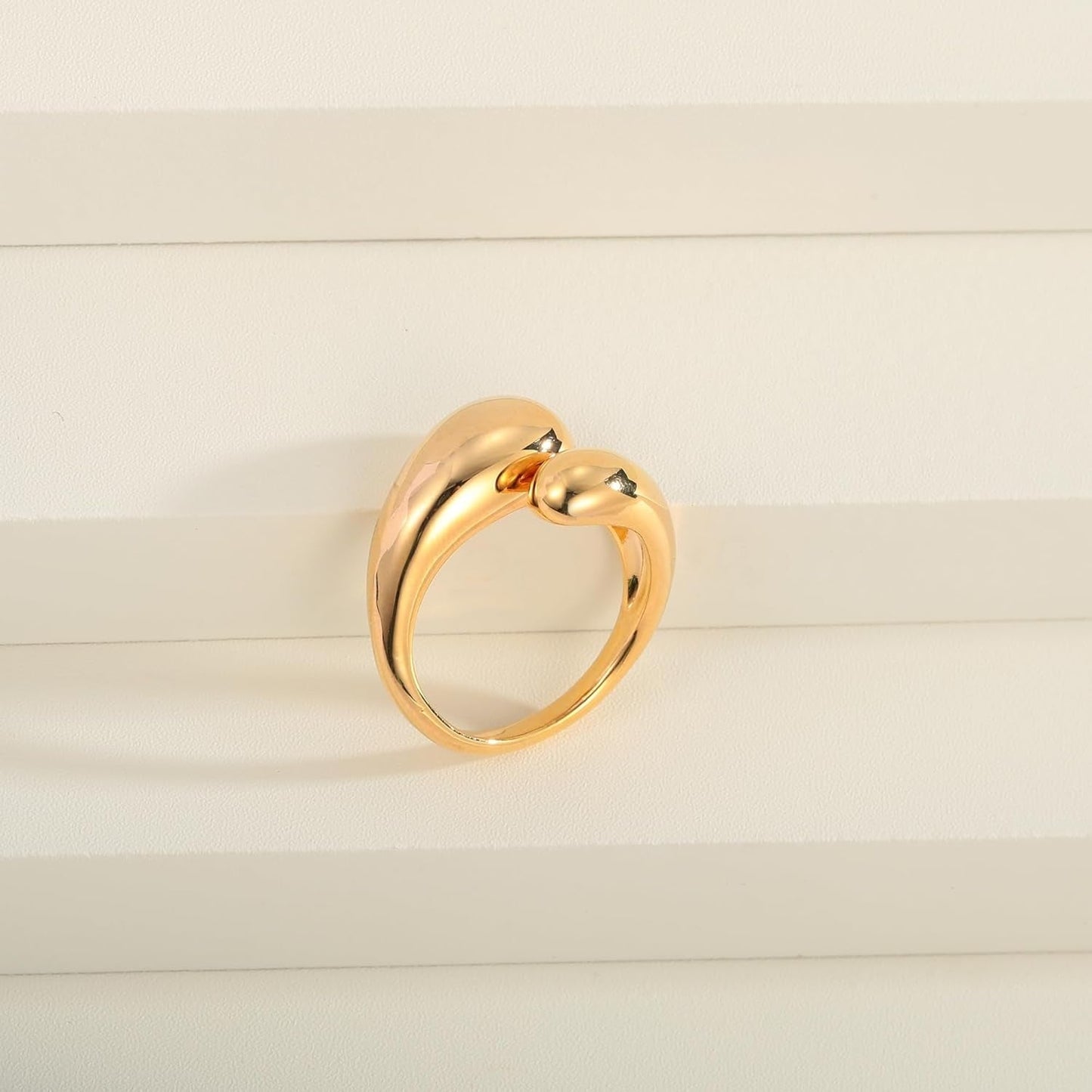 Chunky Dome Rings for Women Gold Silver Thick Teardrop Ring Adjustable Open Band Rings Waterdrop Stacking Ring Bold Statement Rings