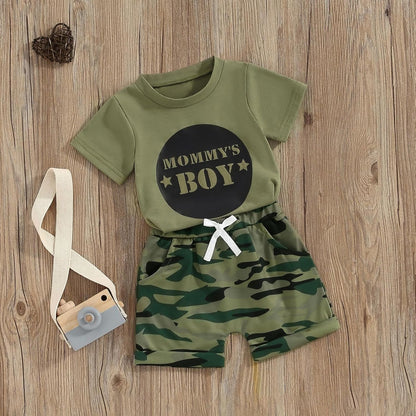 Baby Boy Summer Clothes Mommy Daddy Baby Boy T-Shirt +Camouflage Shorts Infant Toddler Boy Outfits Set