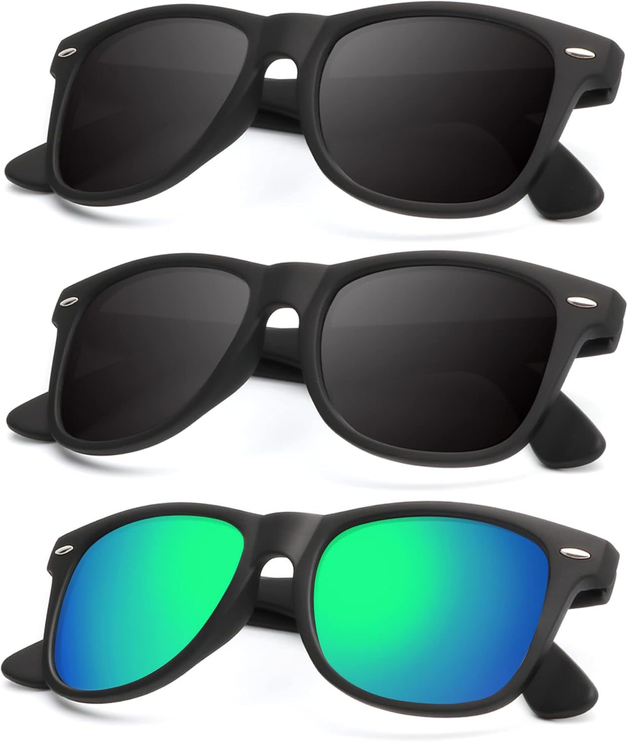 Polarized Sunglasses for Men and Women Matte Finish Sun Glasses Color Mirror Lens UV Blocking (3 Pack) - WORLD TIME VISITS