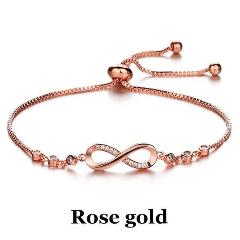 1Pc New Arrival 925 Sterling Silver Charm Bracelet Jewelry  Infinity Eight Crystal Diamond Link Chain Bracelet Ankle Bracelets for Women