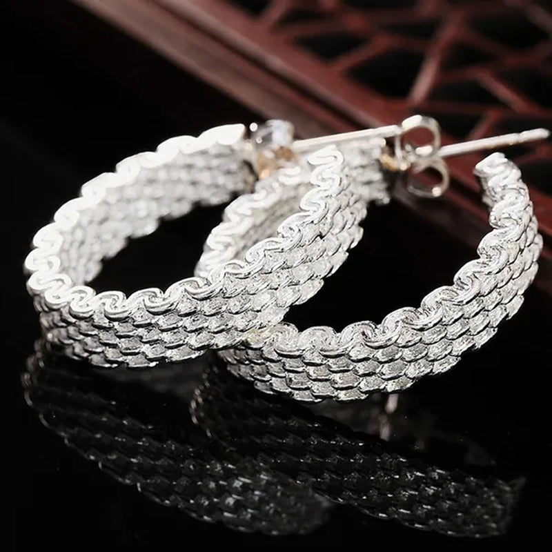 Fashion 925 Sterling Silver Earring for Women Round Stud Earring Christmas Gift Party Wedding Jewelry Gifts