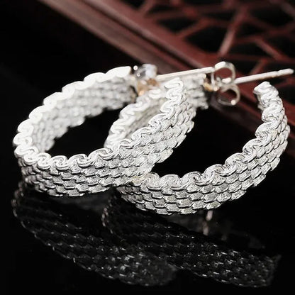 Fashion 925 Sterling Silver Earring for Women Round Stud Earring Christmas Gift Party Wedding Jewelry Gifts