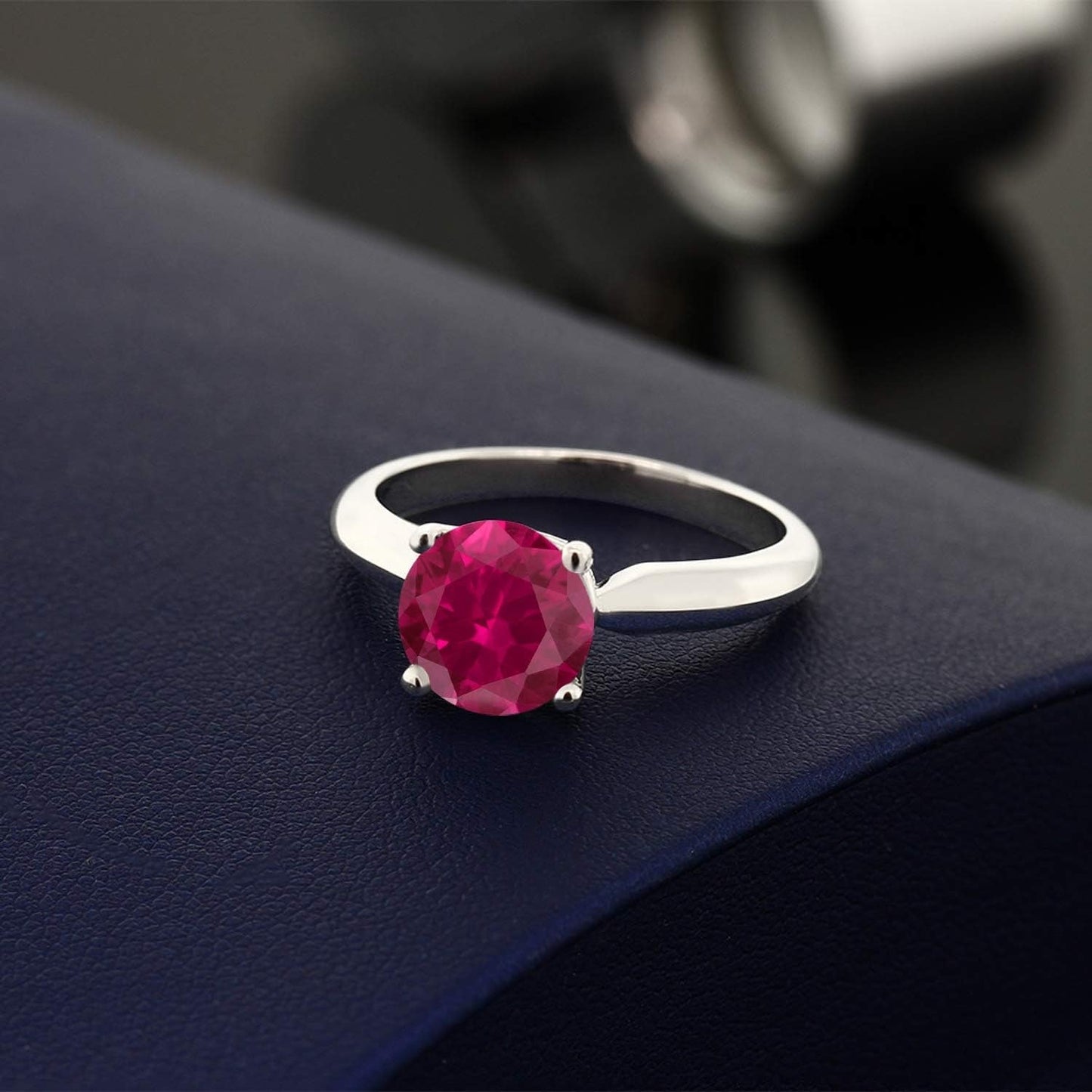 925 Sterling Silver round 7MM Gemstone Birthstone Solitaire Engagement Ring | Wedding Engagement Anniversary Promise Ring for Women