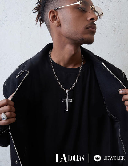 Black 14K Gold Plated 𝐂𝐫𝐨𝐬𝐬 𝐍𝐞𝐜𝐤𝐥𝐚𝐜𝐞 for Men Stainless Steel 𝐁𝐲𝐳𝐚𝐧𝐭𝐢𝐧𝐞 Chain with Cross Pendant Necklace 𝐌𝐞𝐧𝐬 𝐆𝐢𝐟𝐭 22-30Inch