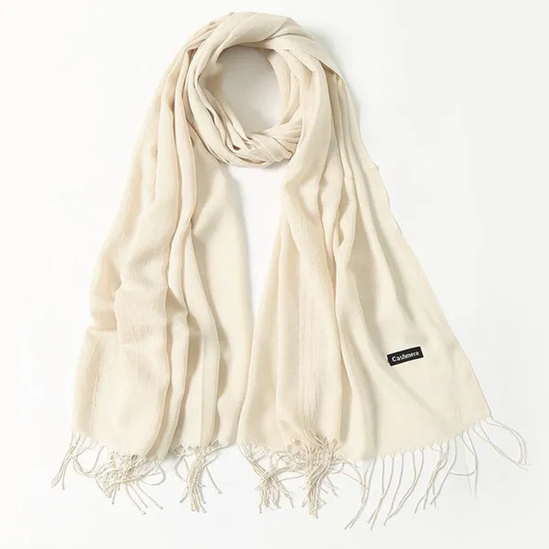 Women Cashmere Wool Scarf Wraps Warm Blanket Scarves Women Solid Color Cashmere Scarves with Tassel Poncho Cashmere Scarfs