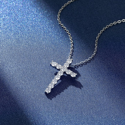 Cross Necklace, Christian Gifts for Her, Moissanite Cross Pendant for Men, 925 Sterling Silver Crucifix Pendant, Religious Gifts for Women and Men