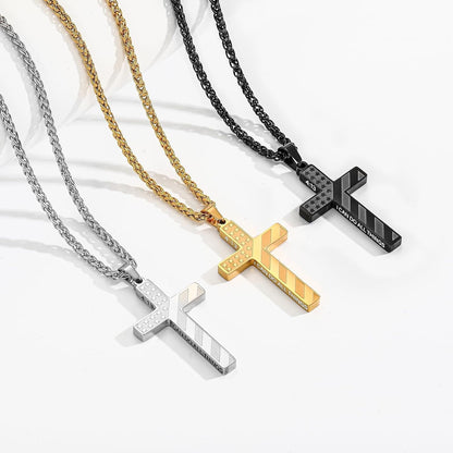 Valentines Day Gifts for Him Cross Necklace for Men Boys, 316L Stainless Steel American Flag Bible Verse Christmas Christian Catholic Baptism Confirmation Gifts 22+2 Inches