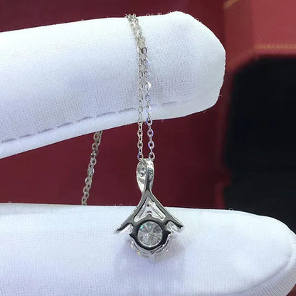 2.0 Ct Crystal Zircon Pendant Necklace for Women Plated Silver Elegant Bridal Wedding Clavicle Necklace Anniversary Gift