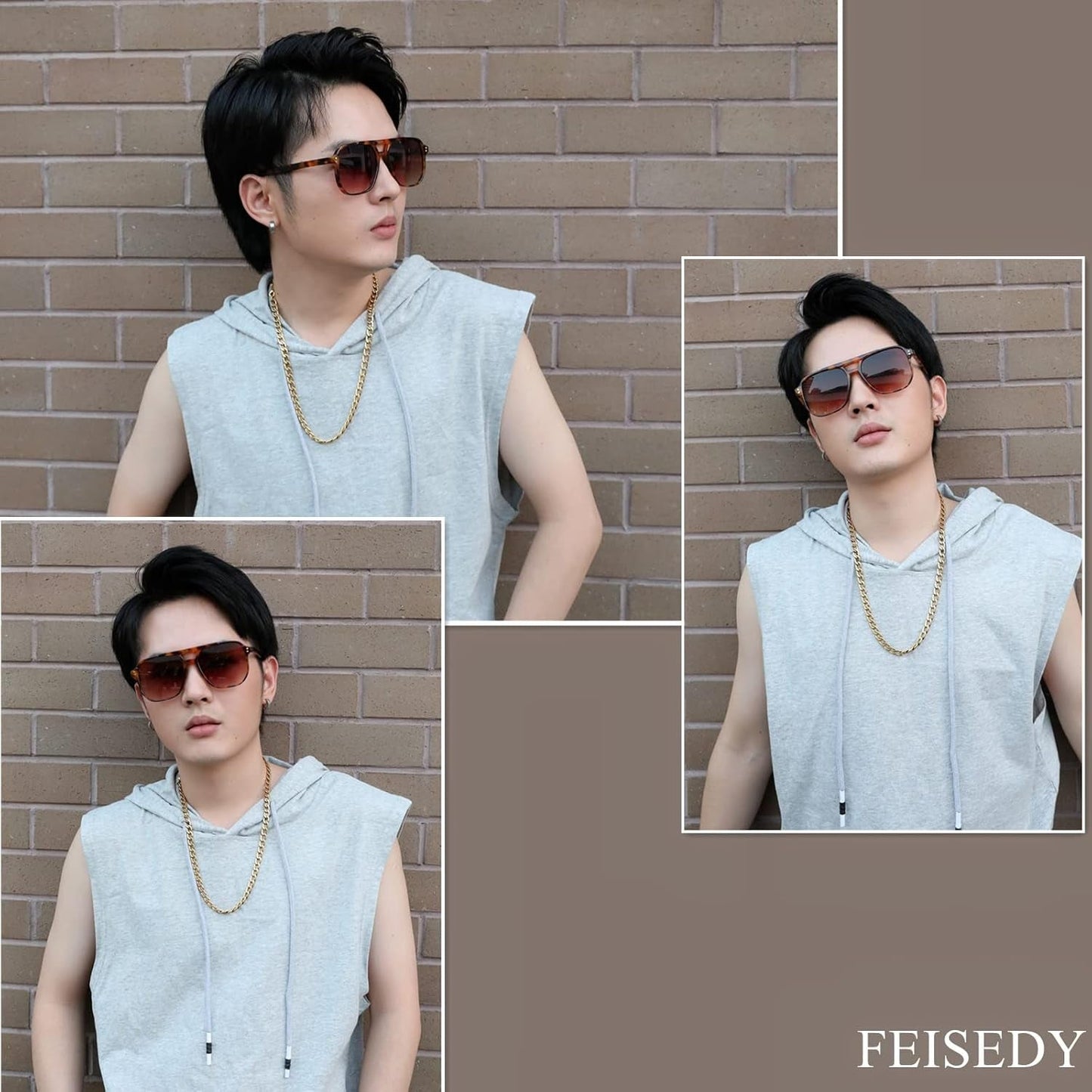 Retro Square Aviator Sunglasses Women Men 70S Vintage Trendy Plastic Frame Sun Glasses B2835